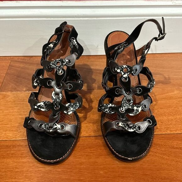 Coach Women’s MH Sandal Cll MXM Brown/White & Gunmetal size 10 - Picture 1 of 11